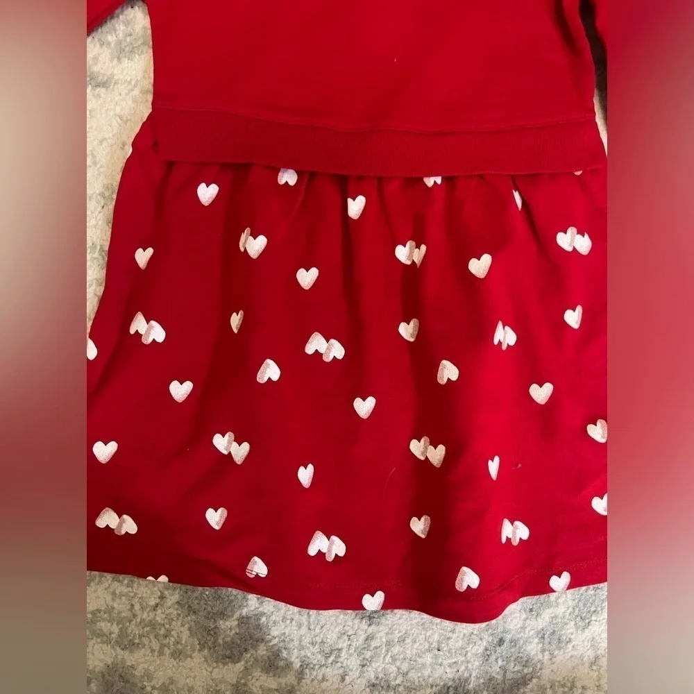 NWT Carters Love Hearts Girls Red Long Sleeve Sweatshirt Valentines Day Dress